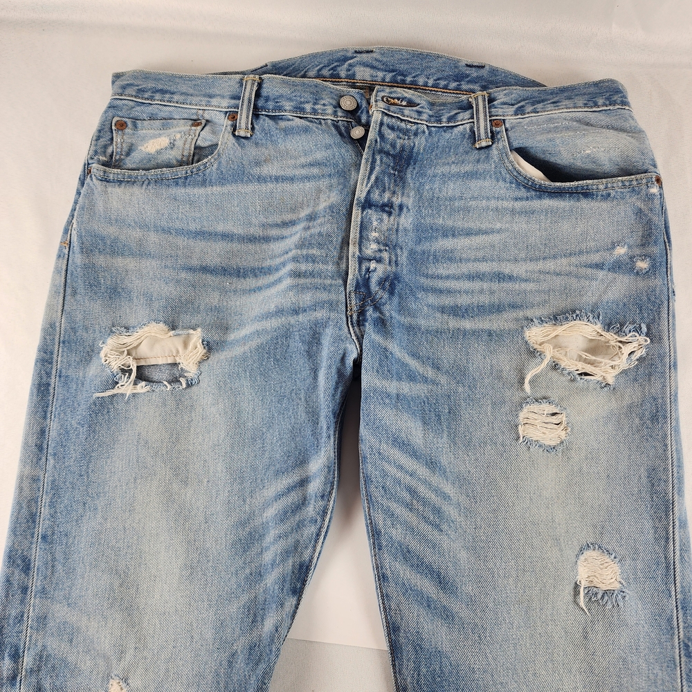 Levi's 501 Light Blue Distressed Men's Jeans